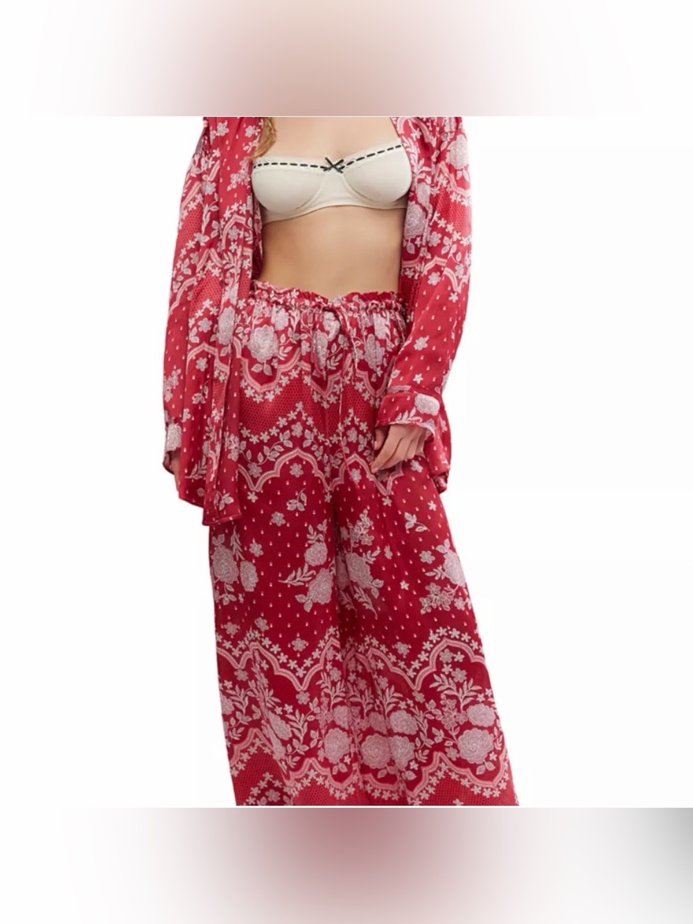 Free People x Intimately Dreamy Days Pajama Set In Cherry Combo